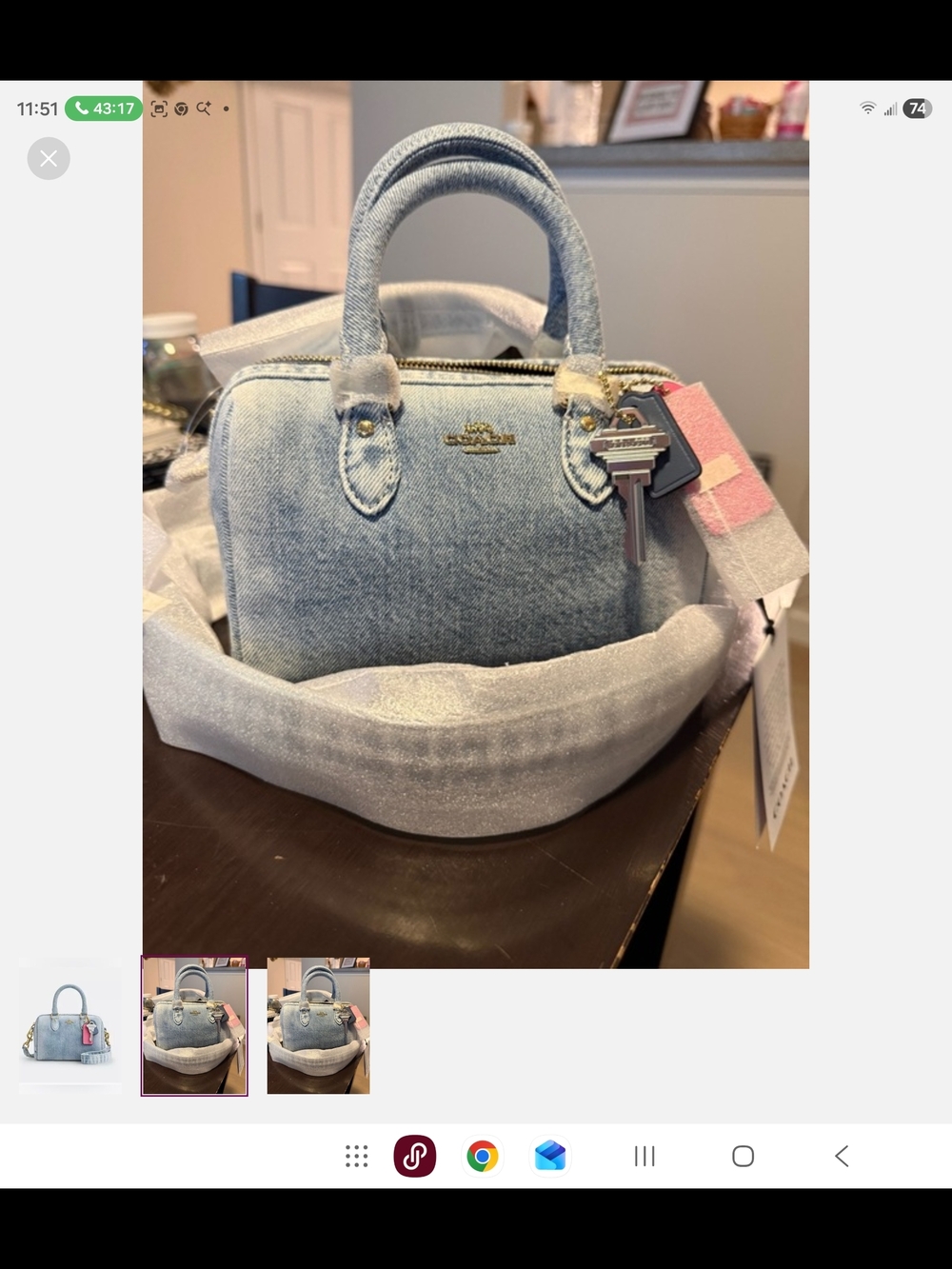 Coach Denim Blue Mini Satchel with Pink Tag - Picture 2 of 13